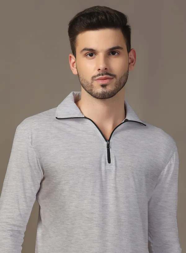Silver_Cotton_Blend_Polo_Neck_Full_Sleeve_T_Shirt_For_Men