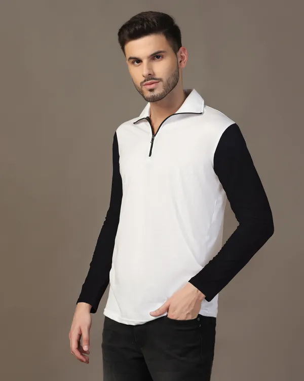 Black_Cotton_Blend_Polo_Neck_Full_Sleeve_T_Shirt_For_Men
