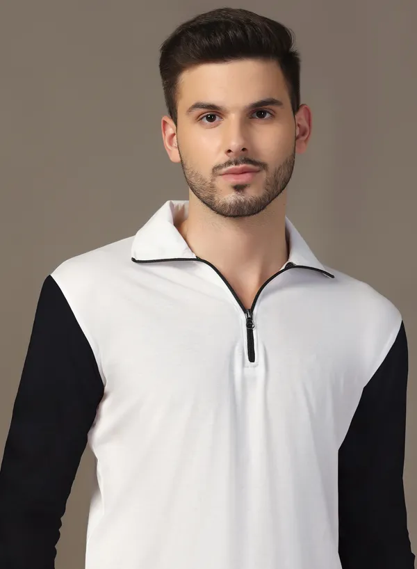 Black_Cotton_Blend_Polo_Neck_Full_Sleeve_T_Shirt_For_Men