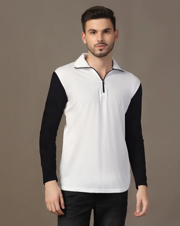 Black_Cotton_Blend_Polo_Neck_Full_Sleeve_T_Shirt_For_Men