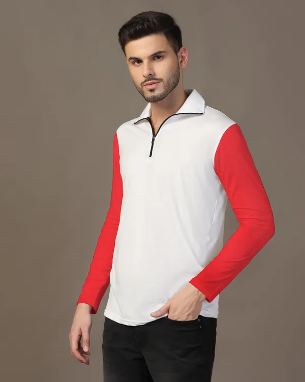 Red_Cotton_Blend_Polo_Neck_Full_Sleeve_T_Shirt_For_Men