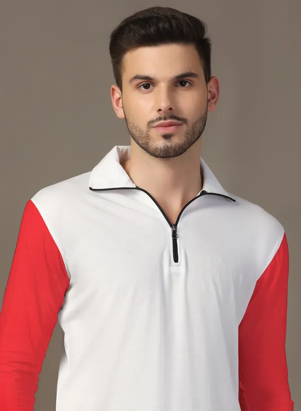 Red_Cotton_Blend_Polo_Neck_Full_Sleeve_T_Shirt_For_Men
