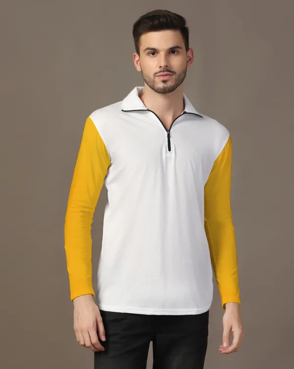 Yellow_Cotton_Blend_Polo_Neck_Full_Sleeve_T_Shirt_For_Men