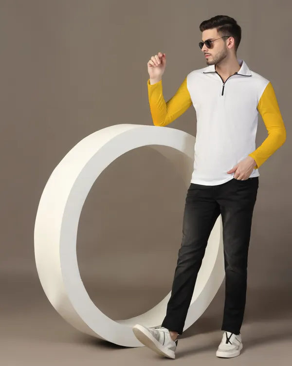 Yellow_Cotton_Blend_Polo_Neck_Full_Sleeve_T_Shirt_For_Men