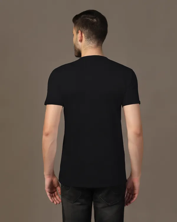 Black_Cotton_Blend_Mandarin_Collar_Half_Sleeve_T_Shirt_For_Men