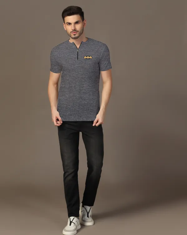 Grey_Cotton_Blend_Mandarin_Collar_Half_Sleeve_T_Shirt_For_Men