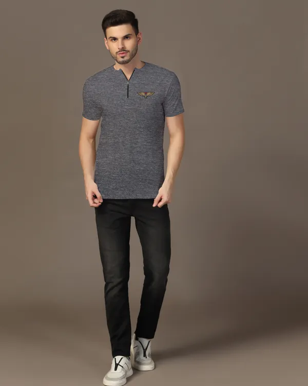 Grey_Cotton_Blend_Mandarin_Collar_Half_Sleeve_T_Shirt_For_Men
