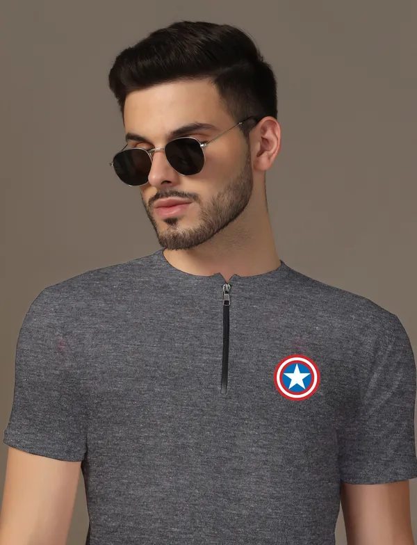 Grey_Cotton_Blend_Mandarin_Collar_Half_Sleeve_T_Shirt_For_Men