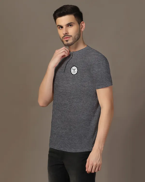Grey_Cotton_Blend_Mandarin_Collar_Half_Sleeve_T_Shirt_For_Men