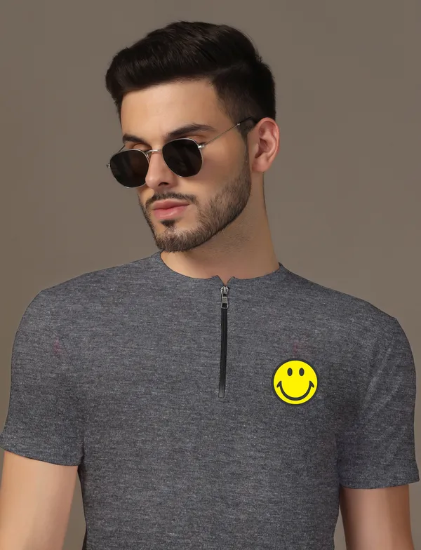 Grey_Cotton_Blend_Mandarin_Collar_Half_Sleeve_T_Shirt_For_Men