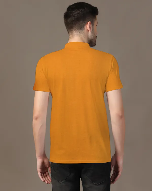 Mustard_Cotton_Blend_Mandarin_Collar_Half_Sleeve_T_Shirt_For_Men