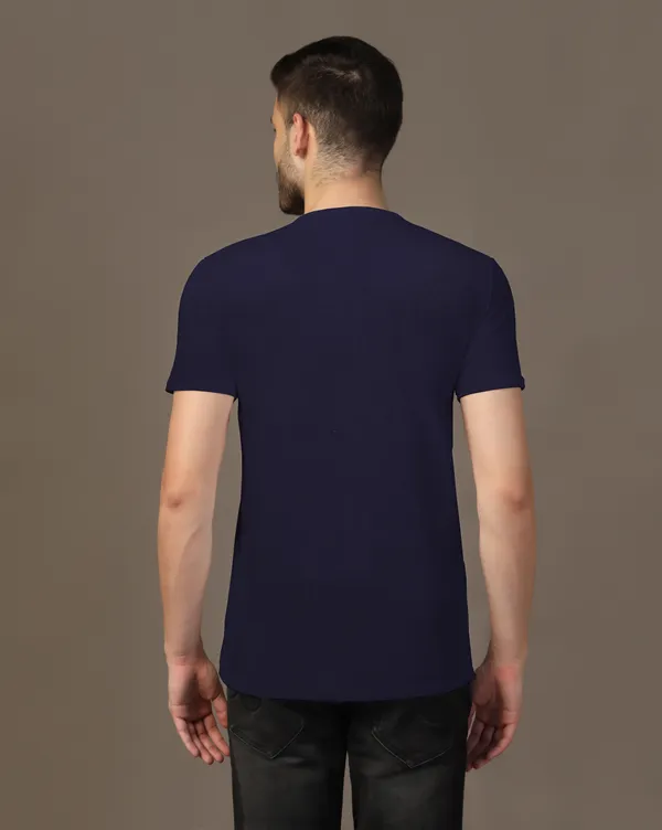 Dark_Blue_Cotton_Blend_Mandarin_Collar_Half_Sleeve_T_Shirt_For_Men