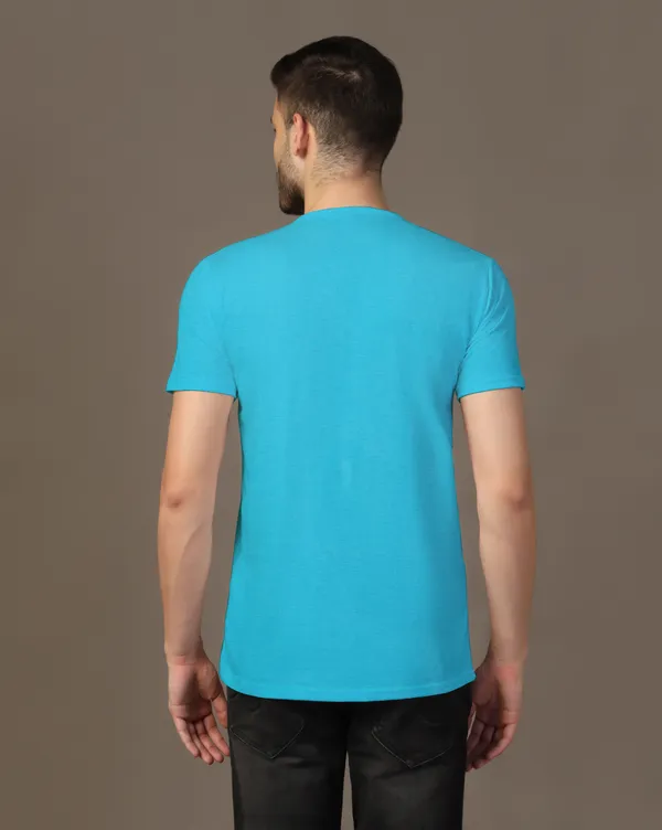 Turquoise_Cotton_Blend_Mandarin_Collar_Half_Sleeve_T_Shirt_For_Men