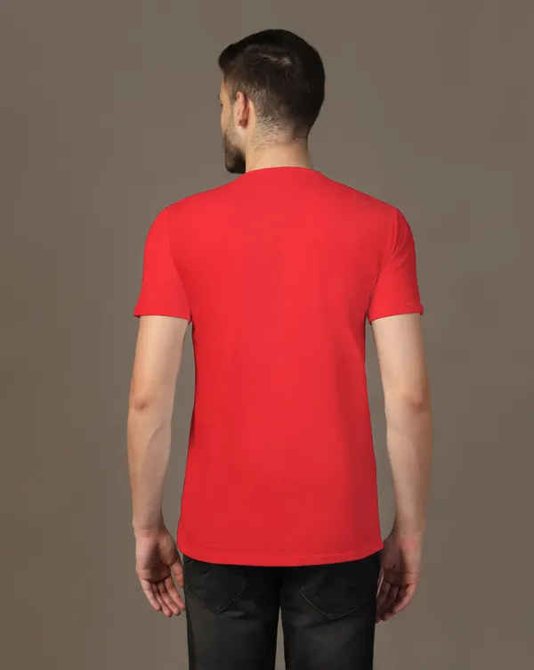 Red_Cotton_Blend_Mandarin_Collar_Half_Sleeve_T_Shirt_For_Men
