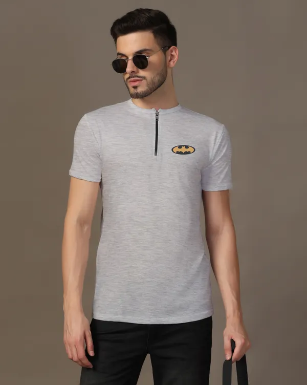 Silver_Cotton_Blend_Mandarin_Collar_Half_Sleeve_T_Shirt_For_Men