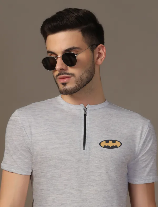 Silver_Cotton_Blend_Mandarin_Collar_Half_Sleeve_T_Shirt_For_Men