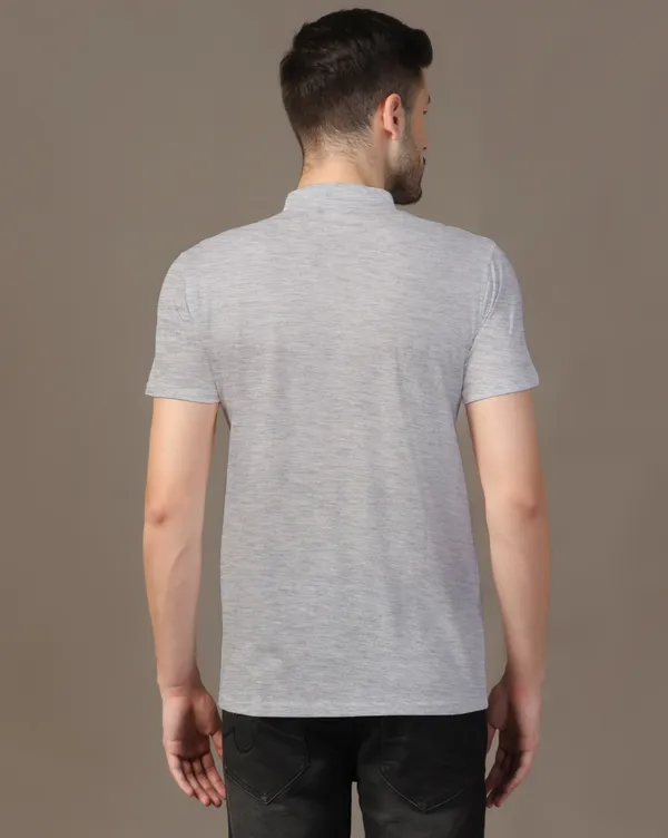 Silver_Cotton_Blend_Mandarin_Collar_Half_Sleeve_T_Shirt_For_Men