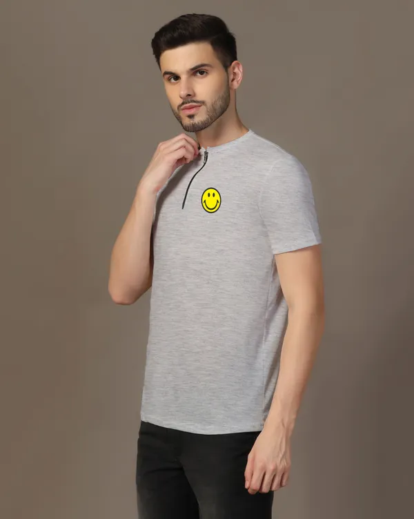 Silver_Cotton_Blend_Mandarin_Collar_Half_Sleeve_T_Shirt_For_Men