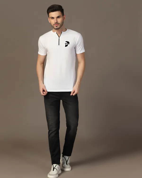 White_Cotton_Blend_Mandarin_Collar_Half_Sleeve_T_Shirt_For_Men