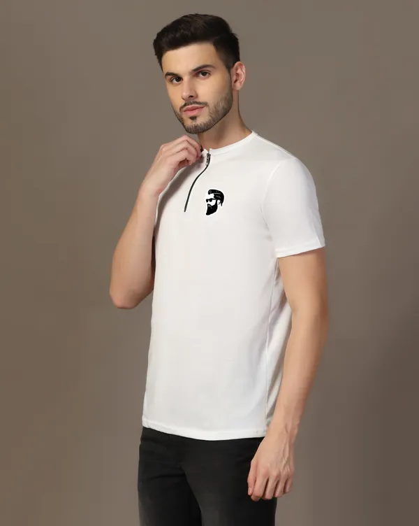 White_Cotton_Blend_Mandarin_Collar_Half_Sleeve_T_Shirt_For_Men