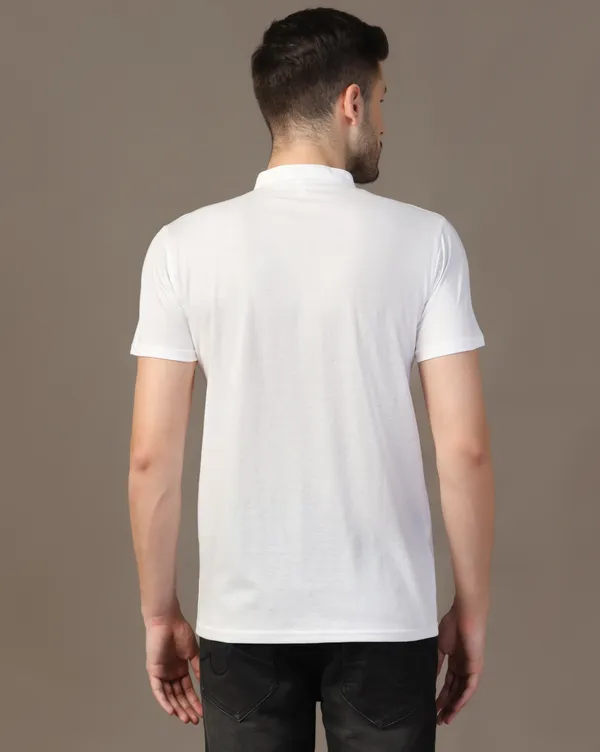 White_Cotton_Blend_Mandarin_Collar_Half_Sleeve_T_Shirt_For_Men