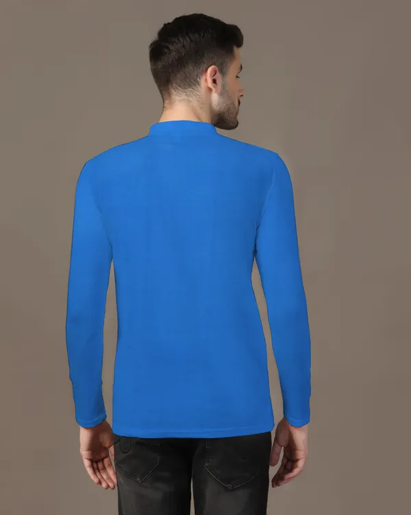 Blue_Cotton_Blend_Mandarin_Collar_Full_Sleeve_T_Shirt_For_Men