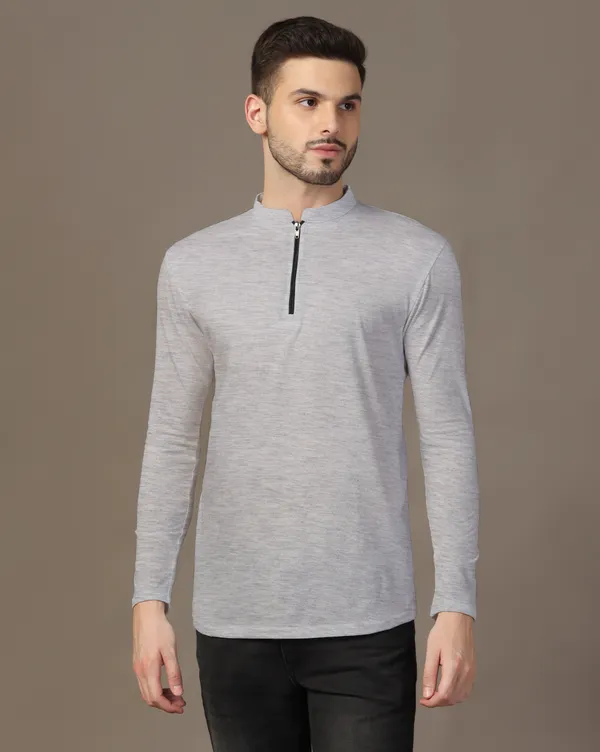 Silver_Cotton_Blend_Mandarin_Collar_Full_Sleeve_T_Shirt_For_Men