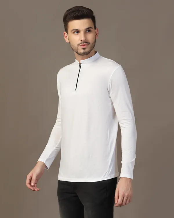 White_Cotton_Blend_Mandarin_Collar_Full_Sleeve_T_Shirt_For_Men