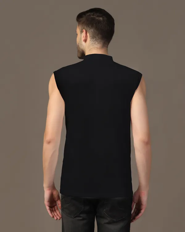 Black_Cotton_Blend_Mandarin_Collar_Sleeveless_T_Shirt_For_Men