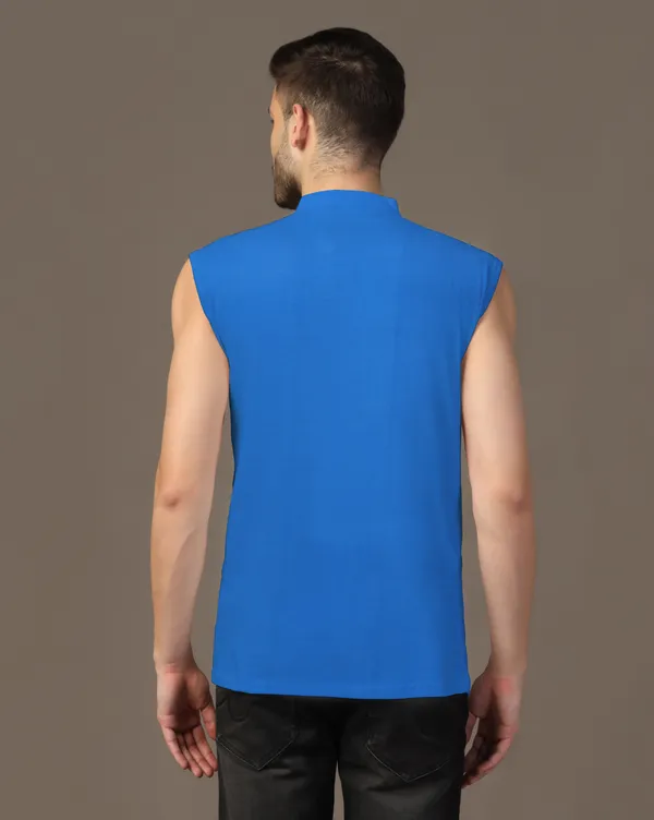 Blue_Cotton_Blend_Mandarin_Collar_Sleeveless_T_Shirt_For_Men