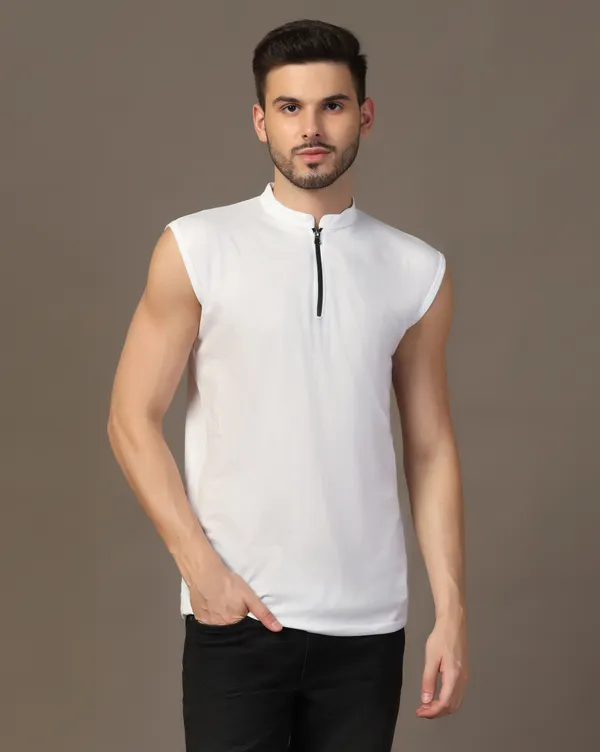 White_Cotton_Blend_Mandarin_Collar_Sleeveless_T_Shirt_For_Men