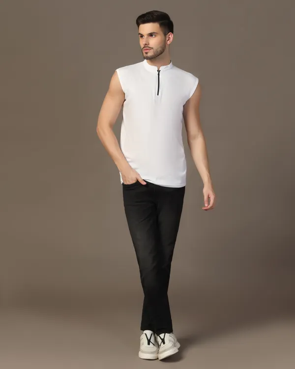 White_Cotton_Blend_Mandarin_Collar_Sleeveless_T_Shirt_For_Men