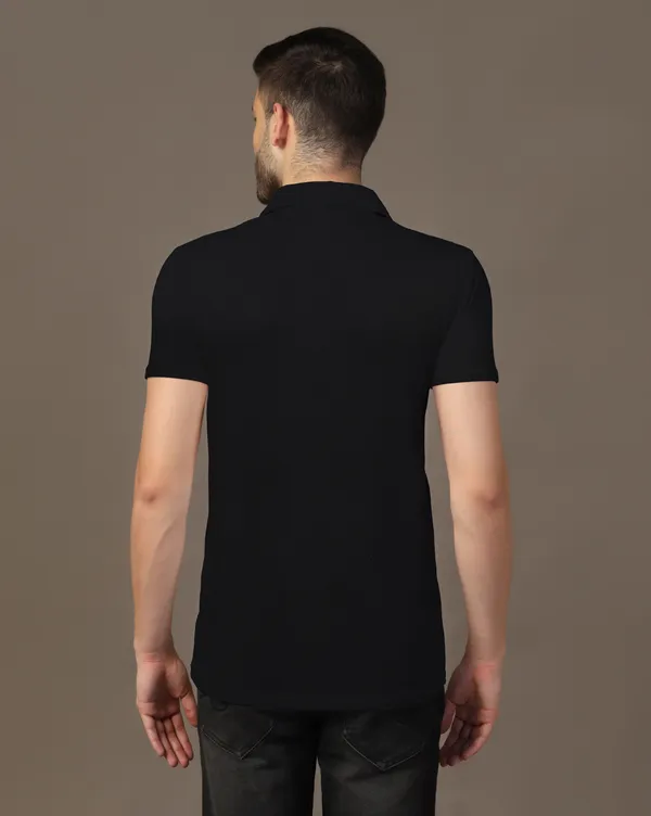 Black_Cotton_Blend_Polo_Neck_Half_Sleeve_T-Shirt_For_Men