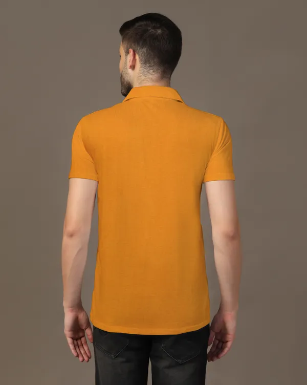 Mustard_Cotton_Blend_Polo_Neck_Half_Sleeve_T_Shirt_For_Men