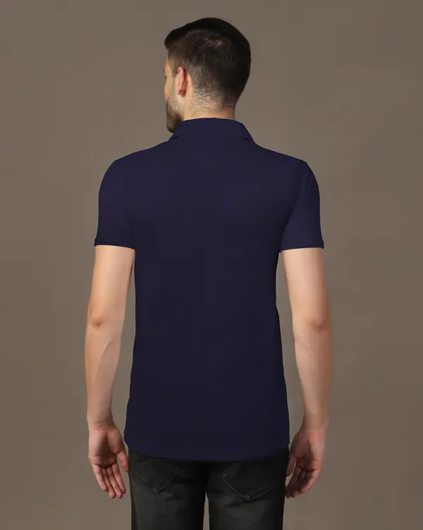 Dark_Blue_Cotton_Blend_Polo_Neck_Half_Sleeve_T_Shirt_For_Men