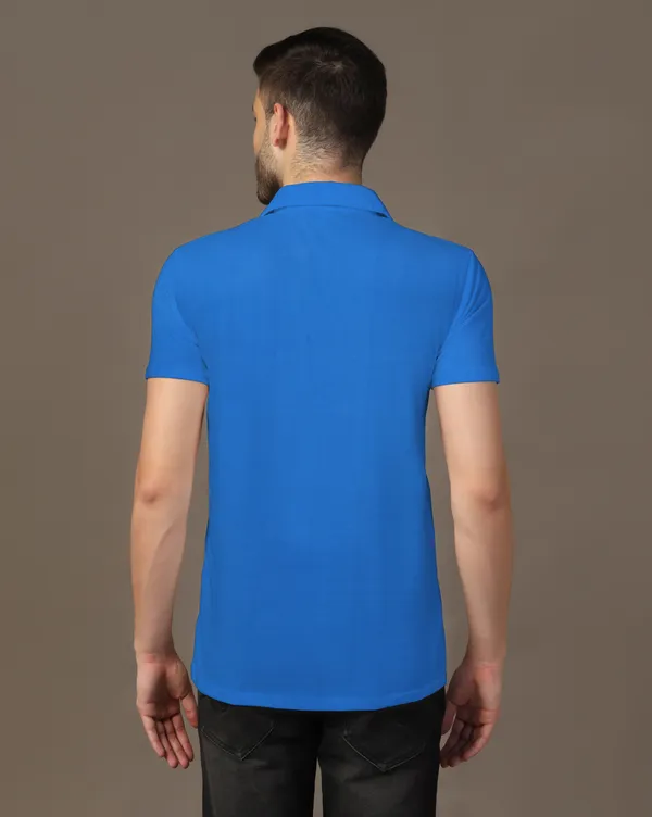 Blue_Cotton_Blend_Polo_Neck_Half_Sleeve_T_Shirt_For_Men