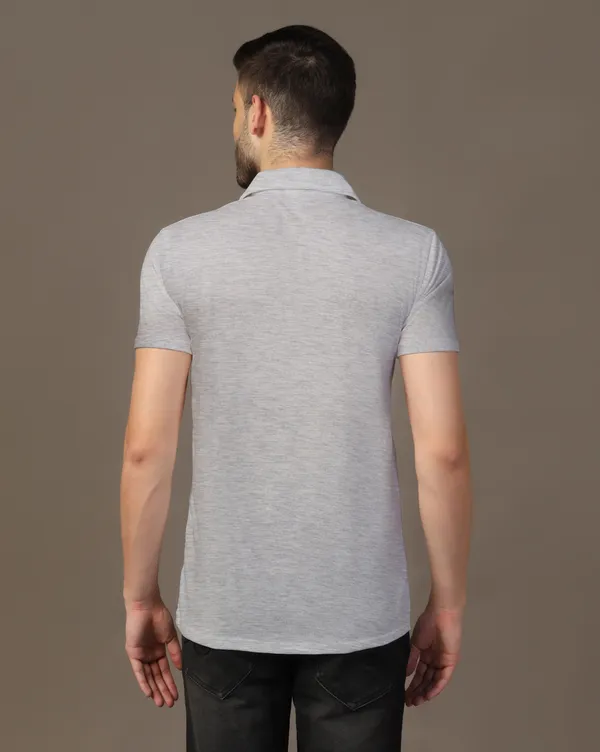 Silver_Cotton_Blend_Polo_Neck_Half_Sleeve_T-Shirt_For_Men