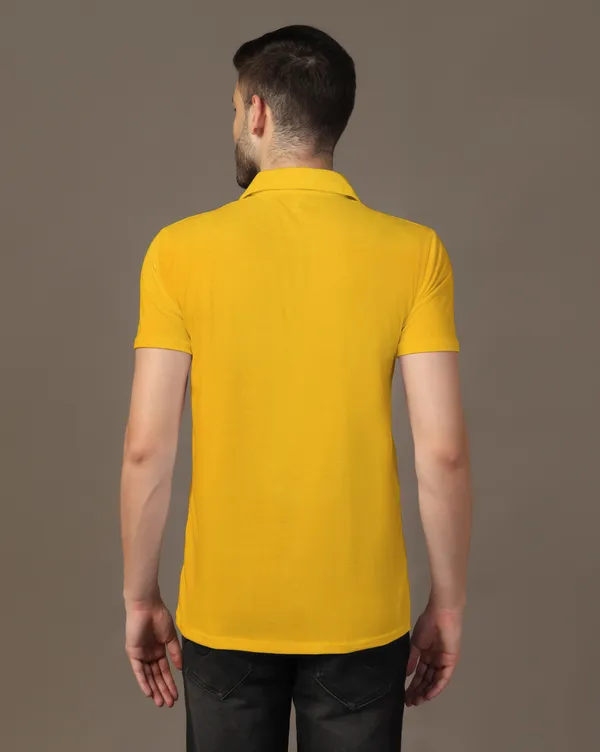 Yellow_Cotton_Blend_Polo_Neck_Half_Sleeve_T_Shirt_For_Men