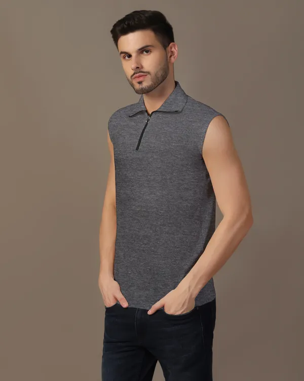 Grey_Cotton_Blend_Polo_Neck_Sleeveless_T_Shirt_For_Men