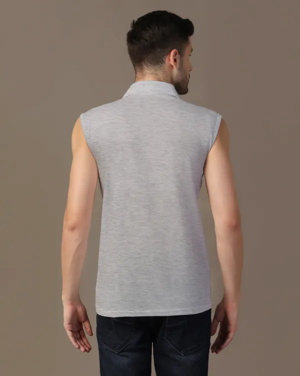 Silver_Cotton_Blend_Polo_Neck_Sleeveless_T_Shirt_For_Men