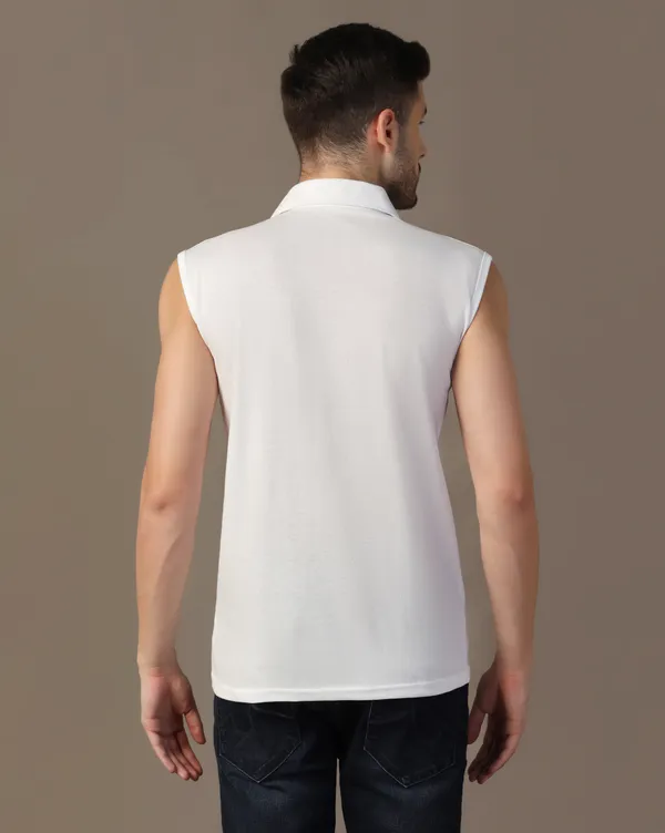 White_Cotton_Blend_Polo_Neck_Sleeveless_T_Shirt_For_Men