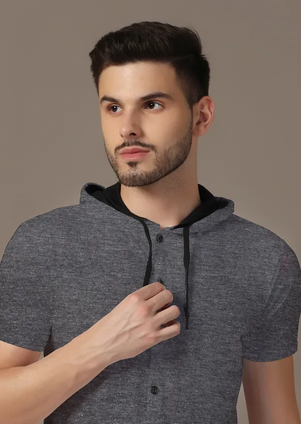 Grey_Cotton_Blend_Hooded_Neck_Half_Sleeve_T_Shirt_For_Men