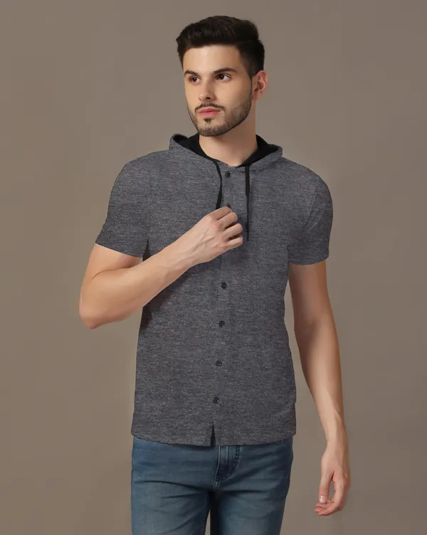 Grey_Cotton_Blend_Hooded_Neck_Half_Sleeve_T_Shirt_For_Men
