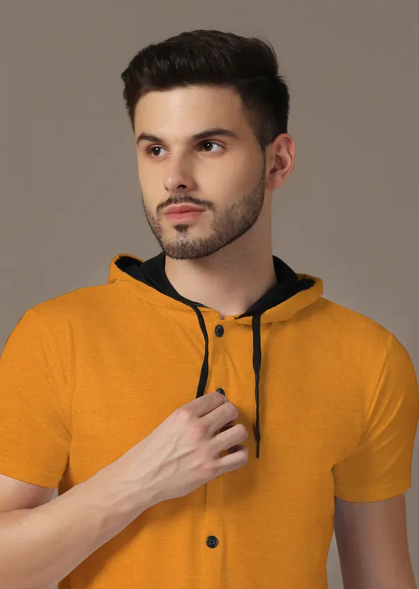 Mustard_Cotton_Blend_Hooded_Neck_Half_Sleeve_T_Shirt_For_Men