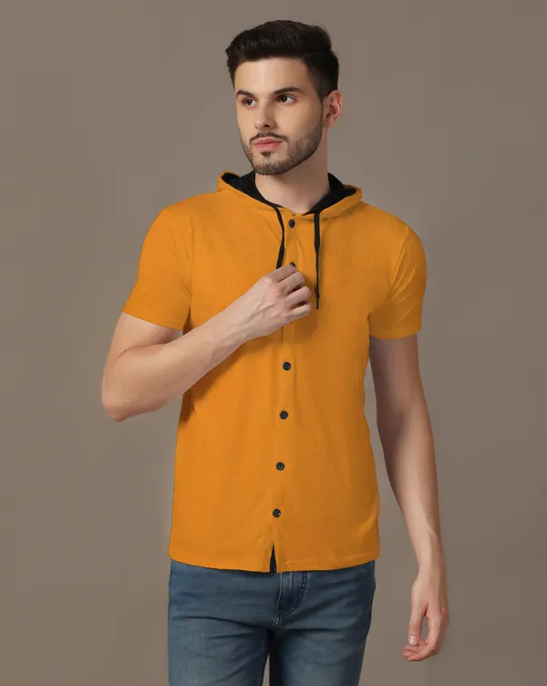 Mustard_Cotton_Blend_Hooded_Neck_Half_Sleeve_T_Shirt_For_Men