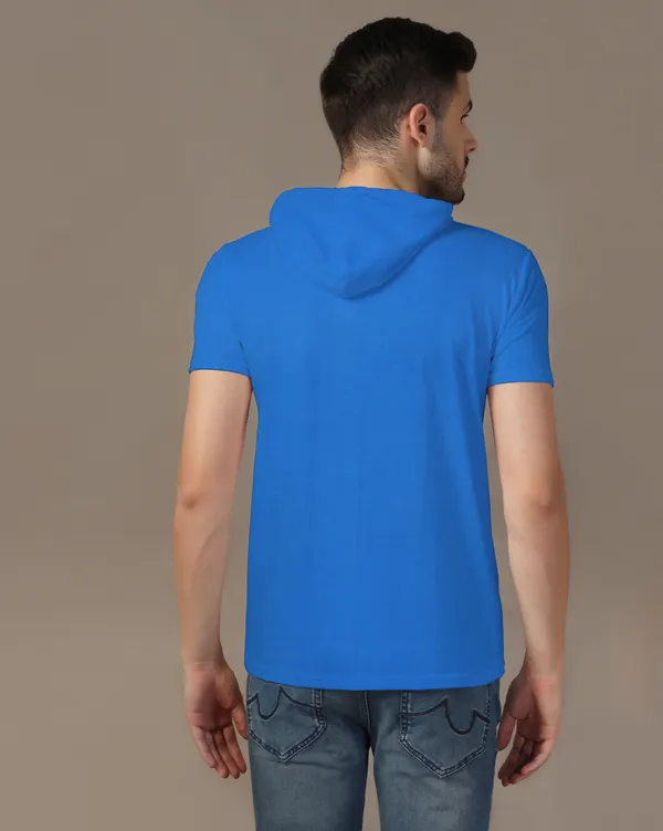 Blue_Cotton_Blend_Hooded_Neck_Half_Sleeve_T_Shirt_For_Men
