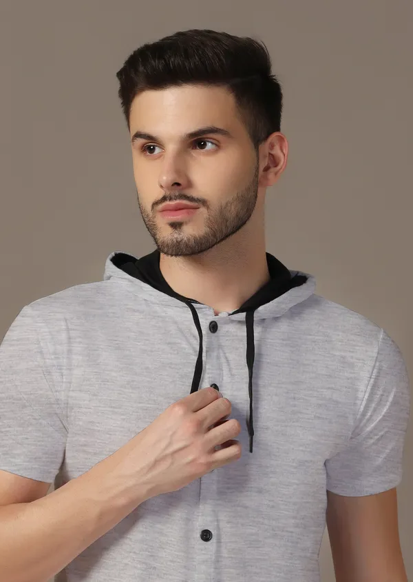 Silver_Cotton_Blend_Hooded_Neck_Half_Sleeve_T_Shirt_For_Men