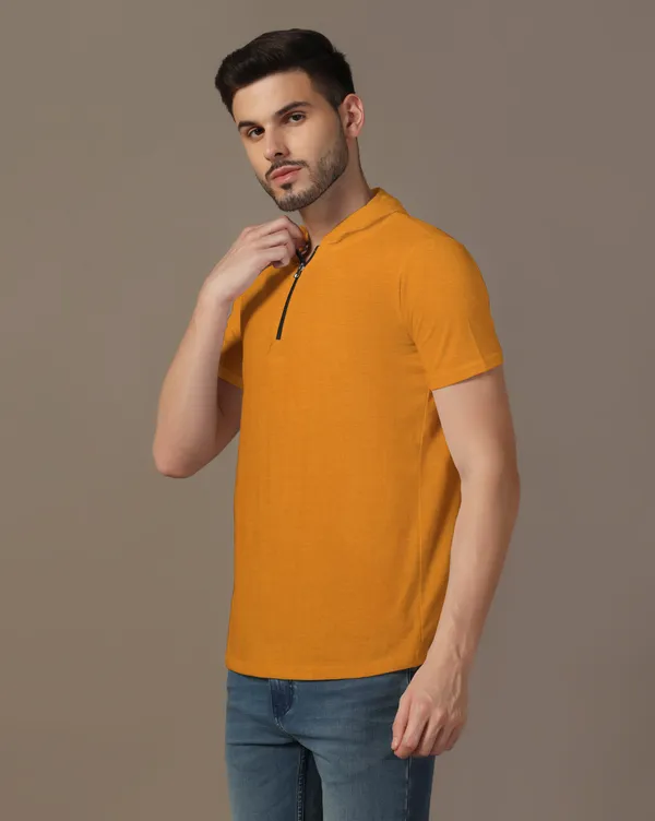 Mustard_Cotton_Blend_Hooded_Neck_Half_Sleeve_T_Shirt_For_Men