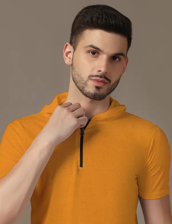 Mustard_Cotton_Blend_Hooded_Neck_Half_Sleeve_T_Shirt_For_Men