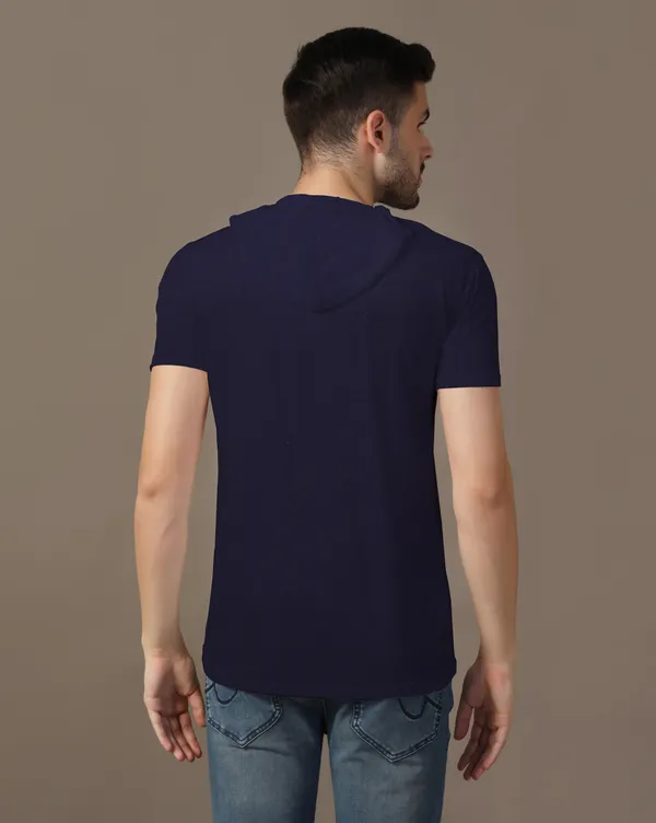 Dark_Blue_Cotton_Blend_Hooded_Neck_Half_Sleeve_T_Shirt_For_Men